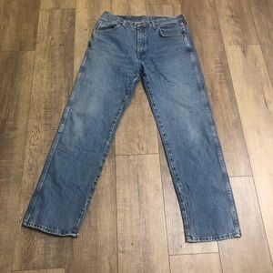 Wrangler mens jean 35x32 relaxed Straight Leg Mid rise blue denim work pant